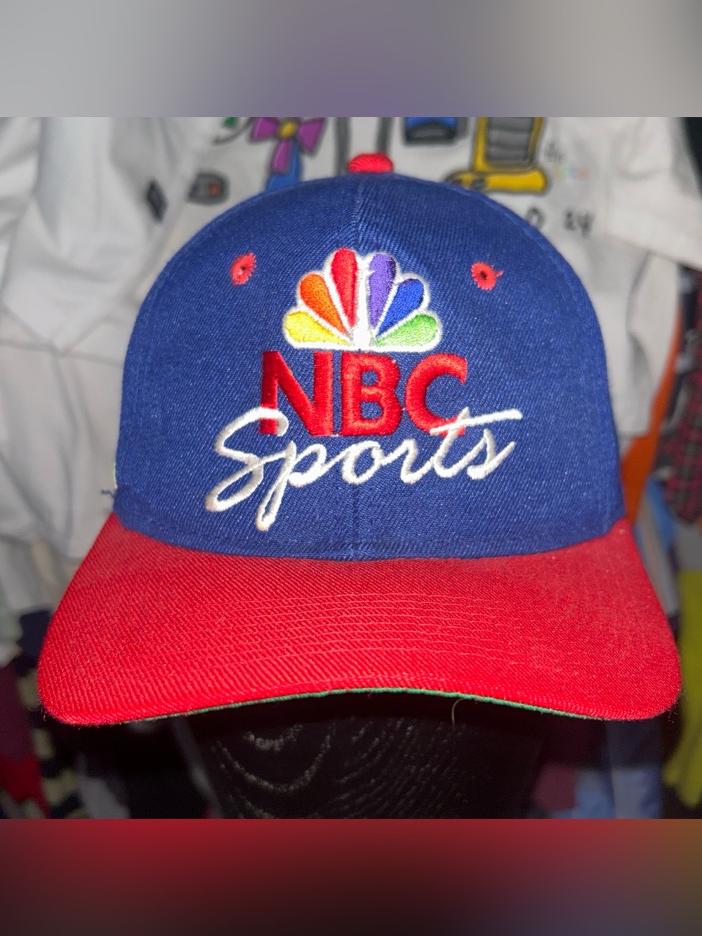 Rare 90s NBC Sports Sports Specialties Baseball Cap in Blue & Red